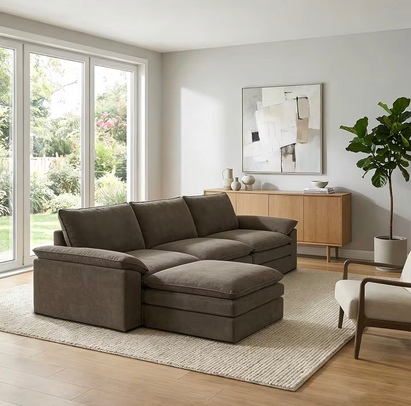 Modular Cloud Sectional Sofa with Ottoman