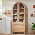 Arched Wood Pantry Cabinet with Adjustable Shelves & Drawers