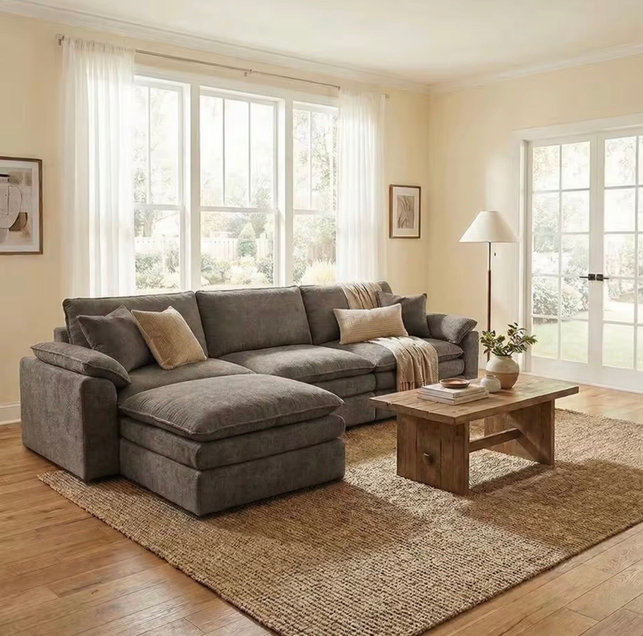 Modular Cloud Sectional Sofa with Ottoman