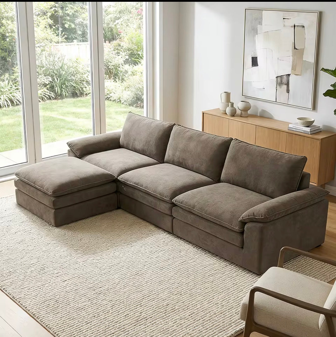 Modular Cloud Sectional Sofa with Ottoman
