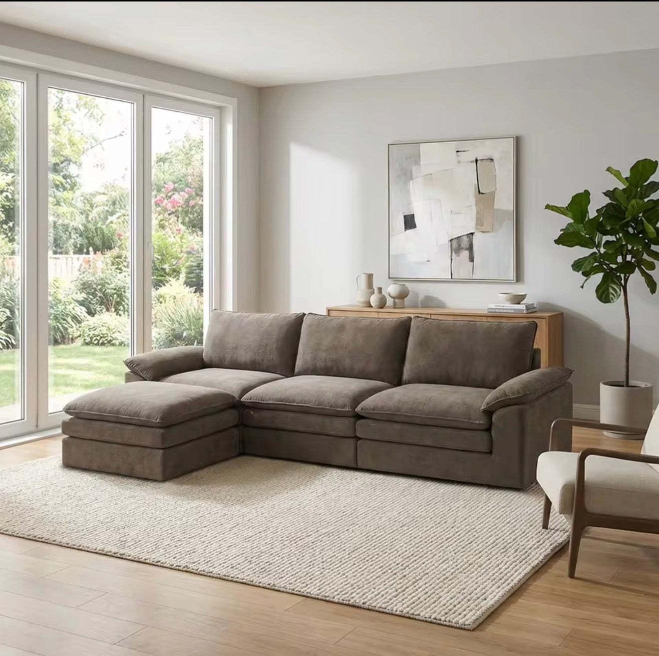 Modular Cloud Sectional Sofa with Ottoman
