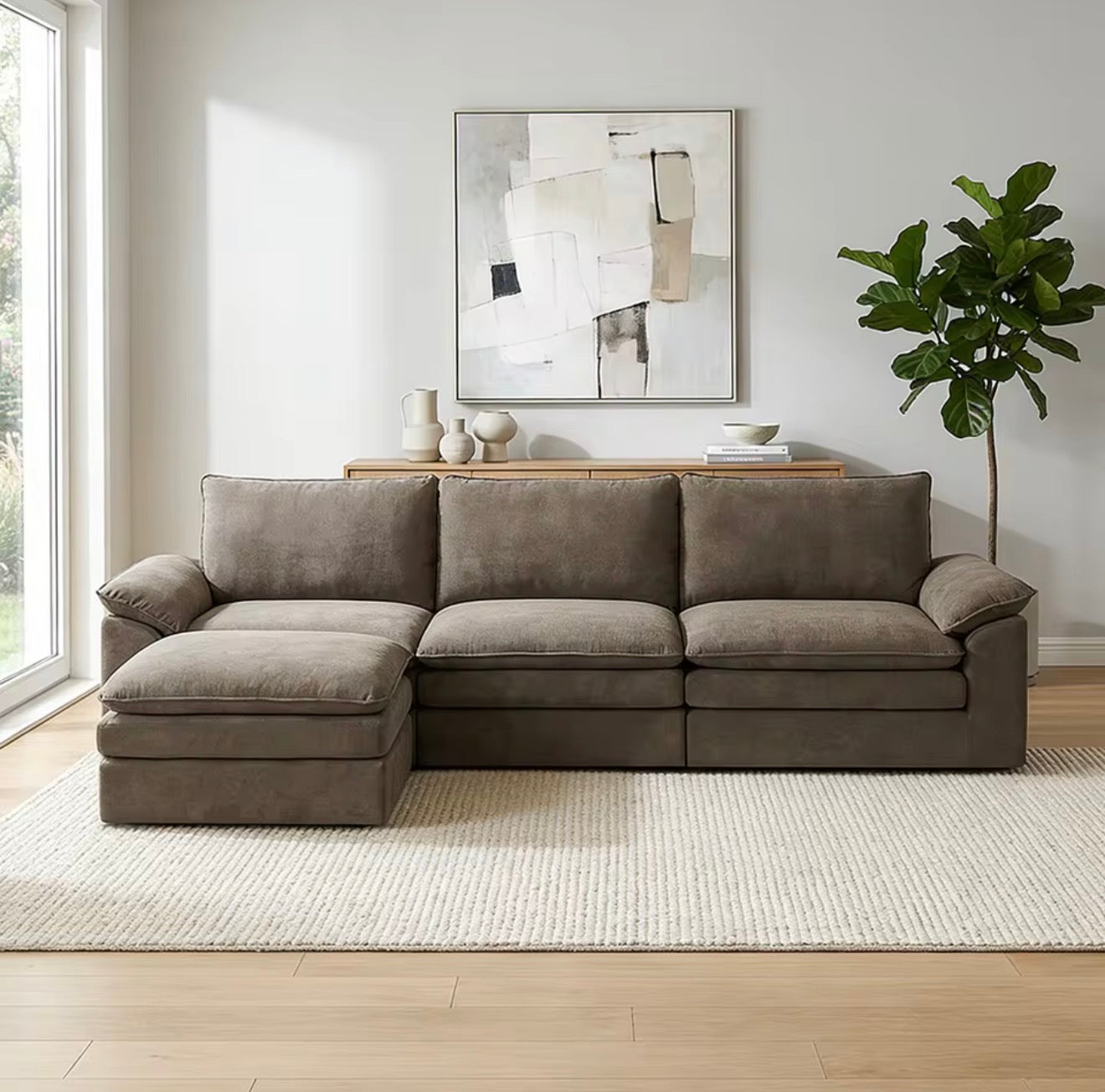 Modular Cloud Sectional Sofa with Ottoman