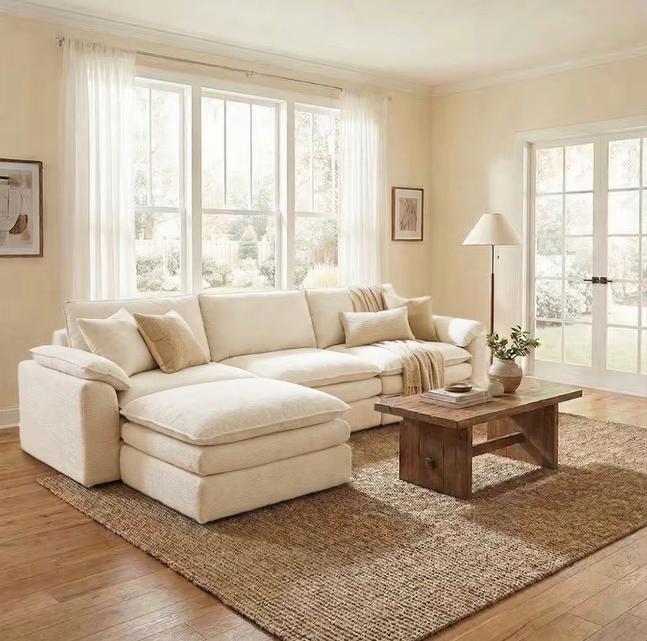 Modular Cloud Sectional Sofa with Ottoman