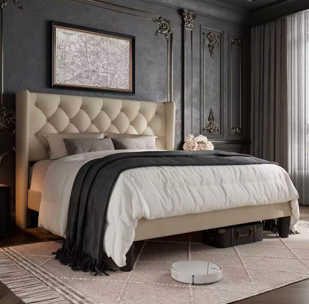 Tufted Upholstered Queen Bed Frame