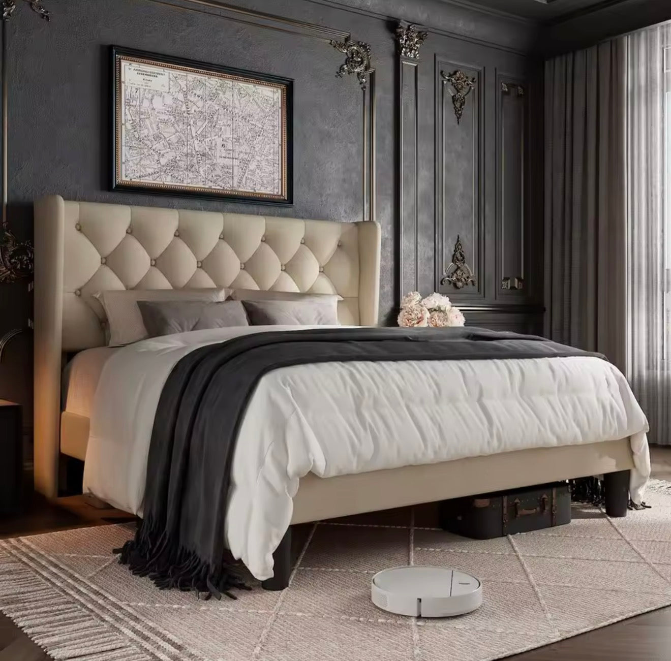 Tufted Upholstered Queen Bed Frame