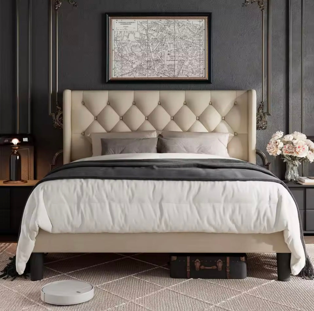 Tufted Upholstered Queen Bed Frame