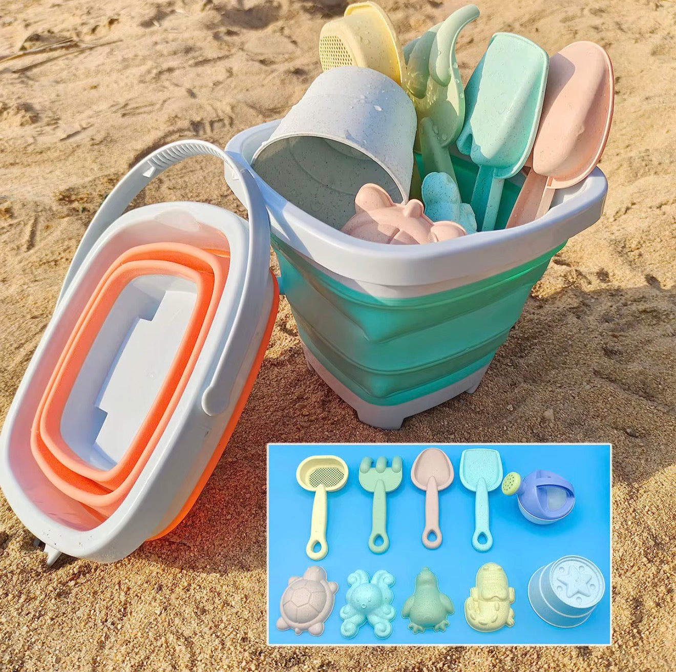 Foldable Beach Toy Bucket Set